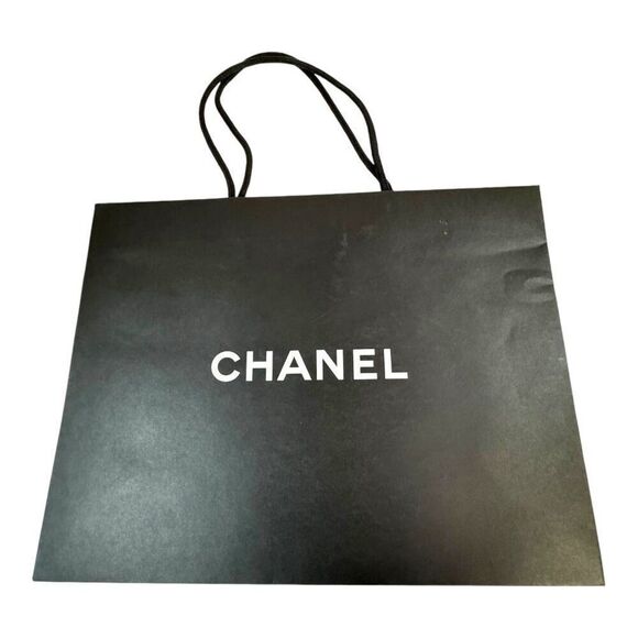 Chanel Black Shopping Bag With Rope Handles 17x13 Authentic Tote Gift Storage - Picture 3 of 5